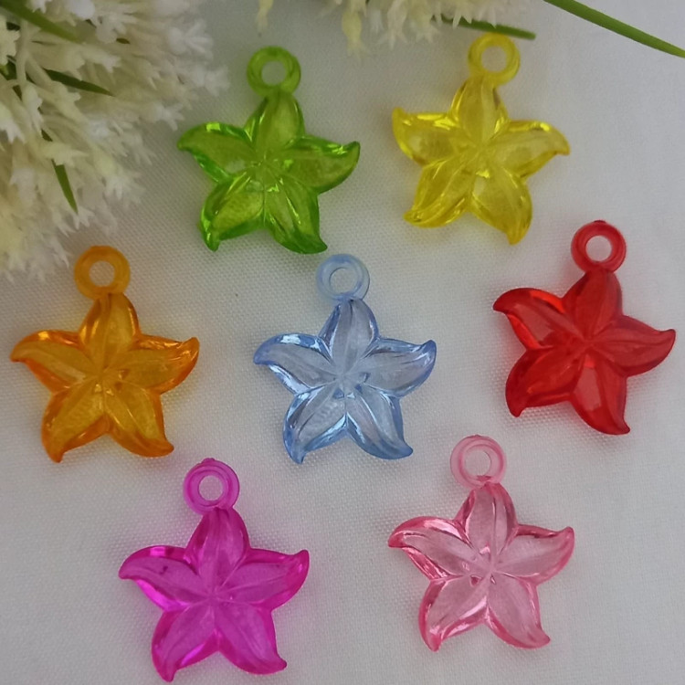 آویز پاستیلی شیشه ای طرح ستاره اندازه آویز 2.5 سانت در هفت رنگ