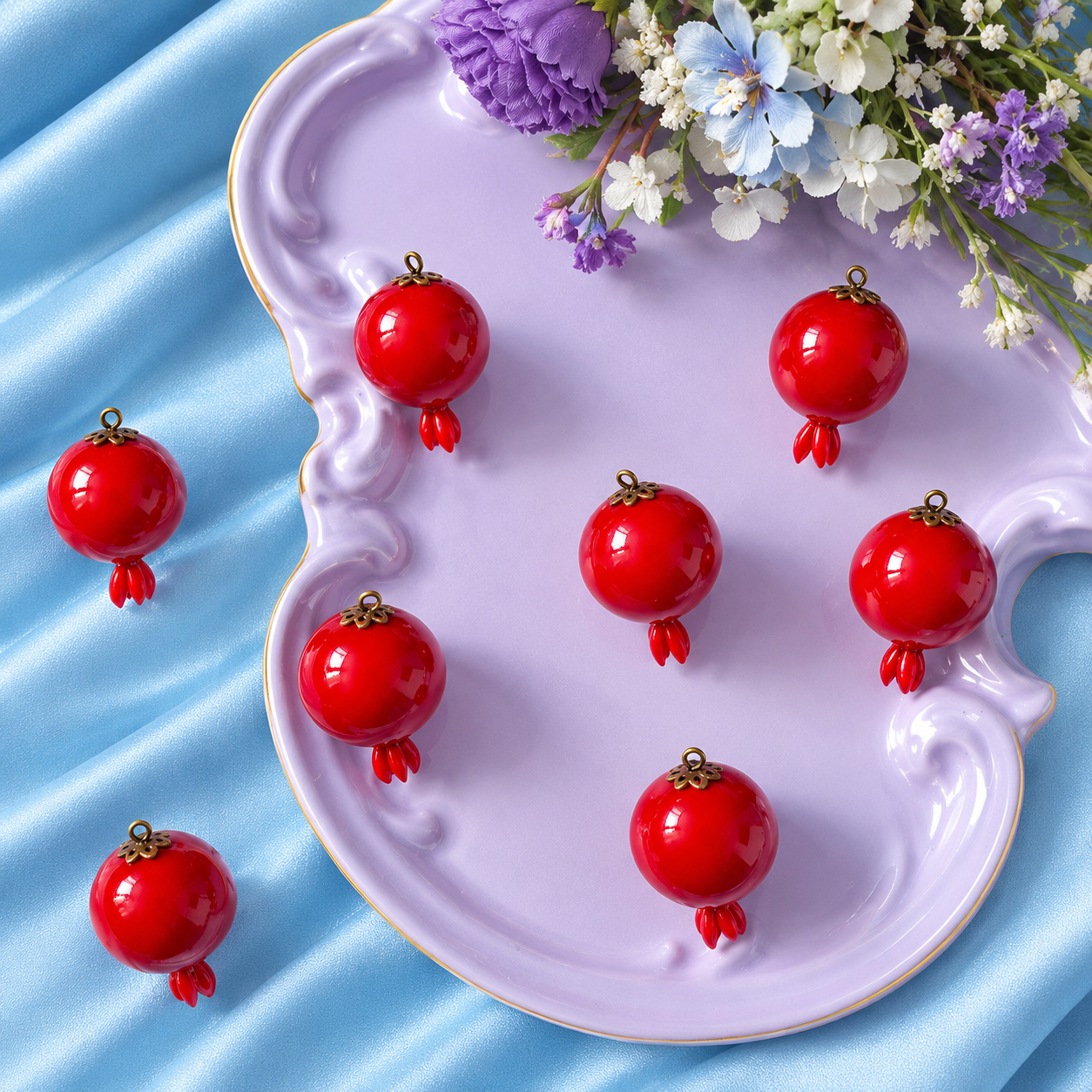 پلاک آویزی انار خمیری سایز ۳ سانت (فروش بصورت دونه ای )